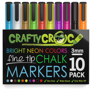 FlashingBoards Wet Liquid Chalk Marker Set (3.0 mm) in Bright Neon Colors,  8 Pk