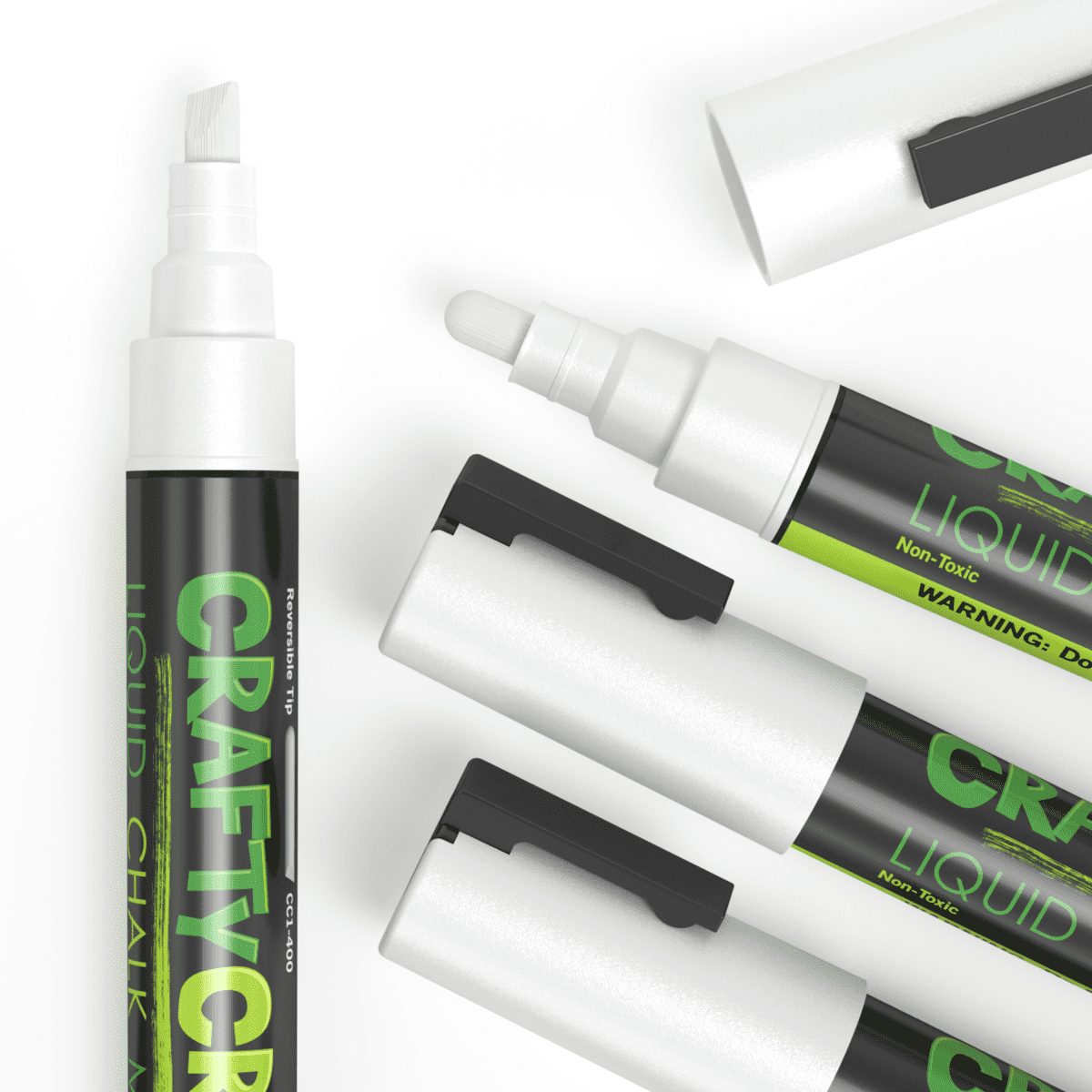 Superchalks White Liquid Chalk Marker Pens 4 Pack 4mm Regular Tip Brilliant  Bold White Color 