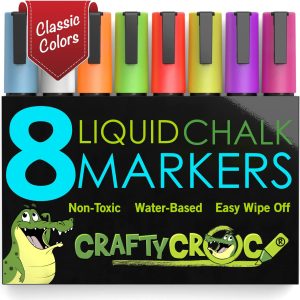 Crafty Croc Liquid Chalk Markers, Glow in the Dark Neon Chalk Pens,  Includes